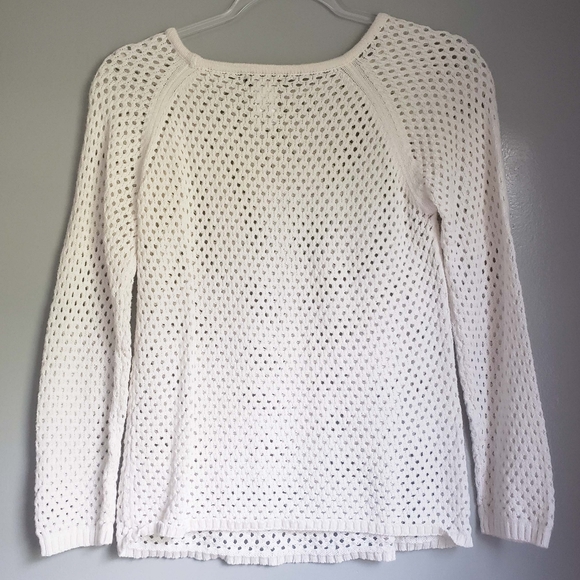 marc. White Netting Long Sleeve Sweater Top Medium - Picture 3 of 4